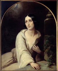 Die Favoritin von Gaetano Donizetti. Illustration für die Oper „La favorite“. Gemälde von Charles Louis Bazin, 1840