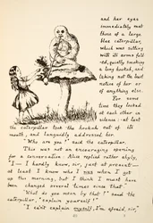 Alice erhält Ratschläge von der Blauen Raupe, Illustration aus Alice