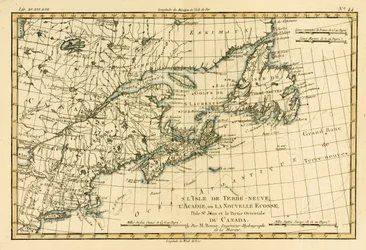 Ostkanada, Neufundland, Neuschottland und St. John Island, aus Atlas de Toutes les Parties Connues du Globe Terrestre von Guillaume Raynal (1713-96), veröffentlicht von J. L. Pellet, Genf, 1780