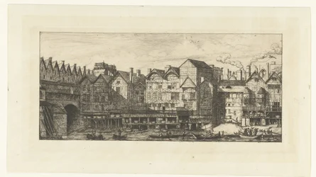 Rückseiten von Häusern mit Pelzarbeitern an der Seine in der Nähe der Pont-au-Change in Paris