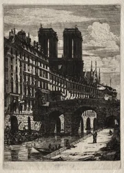 Radierungen von Paris: Die kleine Brücke