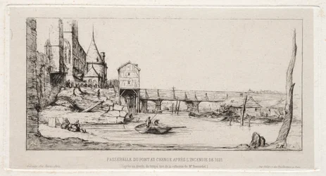 Fußgängerbrücke, die vorübergehend die Börsenbrücke ersetzt, Paris, nach dem Brand von 1621