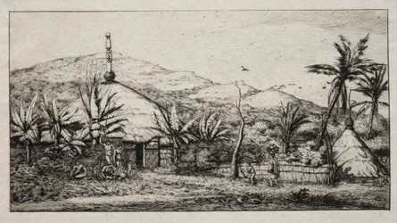 Neukaledonien: Große einheimische Hütte auf der Straße von Balade nach Puebo, 1845