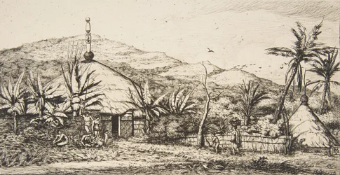 Neukaledonien: Große einheimische Hütte auf der Straße von Balade nach Puebo, 1845, 1863