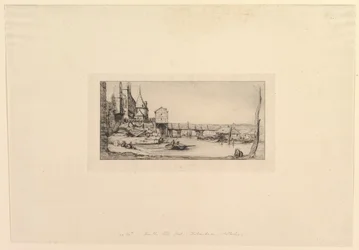 Passerelle du Pont-au-Change, nach dem Brand von 1621 Die Fußgängerbrücke vorübergehend ersetzend..., 1860