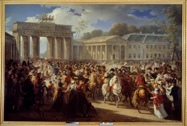 Einzug Napoleons I. in Berlin, führt seine Garde durch das Brandenburger Tor (1806)