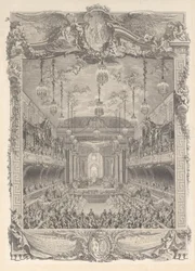 Dekoration des Theatersaals gebaut in Versailles für die Aufführung von ..., ca. 1745
