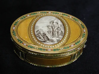 Schnupftabakdose mit Miniatur, die die Abreise von Telemachus aus Ägypten darstellt, 1780-81
