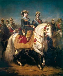 Militärparade, überprüft von Königin Isabella II. von Spanien