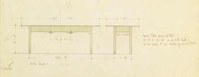 Entwurf für einen Esstisch und einen kleinen Tisch