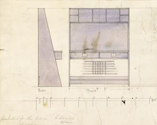 Entwurf für ein Waschbecken, in Seiten- und Vorderansicht gezeigt, 1904