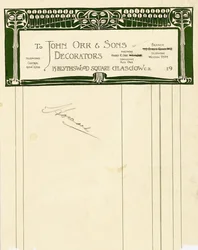 Briefpapierdesign für John Orr & Sons, Glasgow, ca. 1894-1898