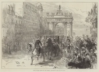 Einzug von König Alfons XII. in Madrid, Prozession in der Calle de Alcalá