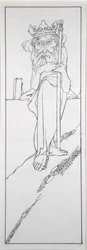 Er hielt ein Zepter in der Hand und trug eine Krone auf der Stirn, Illustration aus 