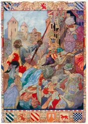 König Artus grüßt seine Königin, Guinevere