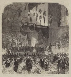 National Volunteer Ball in der Agricultural Hall, das große Podium