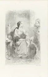 Helene schaut durch ein Fenster