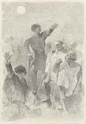 Wilfried umgeben von seinen Kriegern