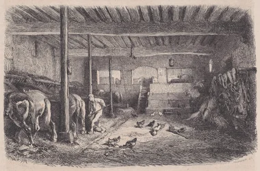 Ein Stall, aus Magasin Pittoresque, ca. 1852