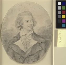 Kopf- und Schulterporträt eines Mannes, Gesicht nach rechts in einem Oval