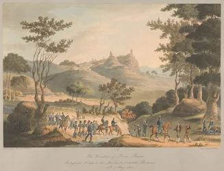 Nr. 9 Die Grenze von Pina Macor. Portugiesische Truppen auf dem Marsch nach Costello Branco, 18. Mai 1811