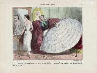Justine, denkst du, dass ich damit genug bedeckt bin... Aus Modes pour rire, 1855-1859