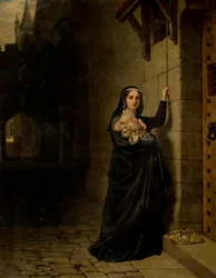 Das Martyrium von Laurence Saunders in Coventry, linkes Panel des Triptychons