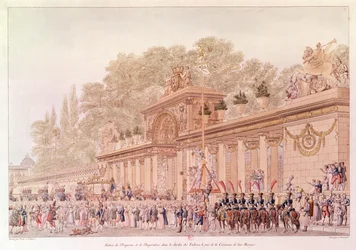 Der Einzug des Kaisers und der Kaiserin in die Tuileriengärten am Tag ihrer Hochzeit