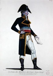 Kostüm der Mitglieder des Corps Legislatif während der Ersten Republik in Frankreich, ca. 1800