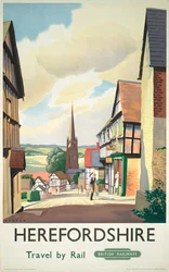 Plakat, British Railways (Western Region). Herefordshire Reisen mit der Bahn, Ledbury