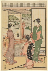 Schöne Frauen in einem Yashiki