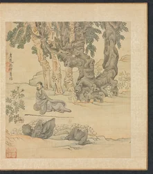 Gemälde nach alten Meistern: Porträt von Zhongqing in einer Landschaft, 1598-1652