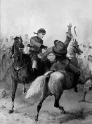 Leutnant John Watson von der 1. Punjab-Kavallerie gewinnt das Victoria-Kreuz in Lucknow während des Indischen Aufstands am 14. November 1857
