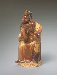 Eine Figur von Guandi, sitzend, 14.-15. Jahrhundert