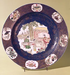 Runde Schale mit einer musikalischen Szene, Kangxi-Periode (1662-1722)