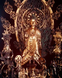 Detail eines Altars, der Buddha Maitreya gewidmet ist, 524
