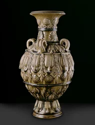 Grünware Krug mit geformten Verzierungen, Yue Kikn-Stätte, Sechs Dynastien Periode