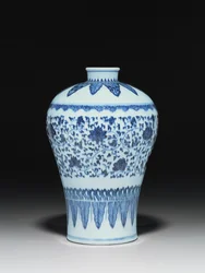 Ming-Stil Vase, Meiping, im Stil des 15. Jahrhunderts bemalt