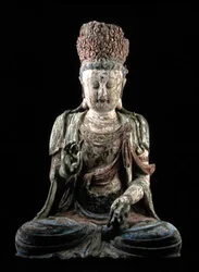 Großer sitzender Bodhisattva mit erhobenen Händen, Jin-Dynastie (1115-1234)