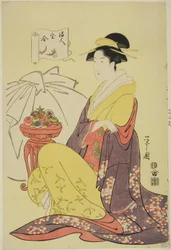 Hotei, aus der Serie "Vergleich der Schätze der Glücksgötter (Fukujin takara awase)", ca. 1795