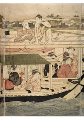 Teil eines horizontalen Pentaptychons der Sumida-Fluss-Szene