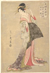 Takigawa aus dem Ōgiya-Bordell: Der erste Empfangsraumtermin des neuen Jahres, aus der Serie Ein Vergleich ausgewählter Schönheiten der Vergnügungsviertel