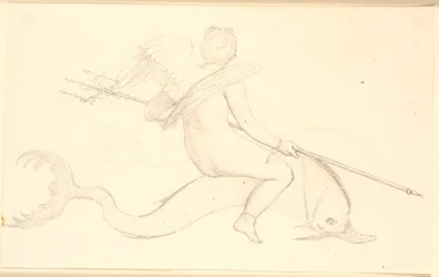 Amor reitet auf einem Delfin. Pompejanisches Motiv