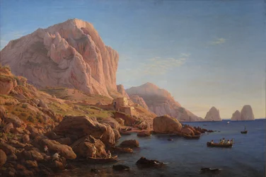 Eine felsige Küste, Capri. Nach Sonnenaufgang