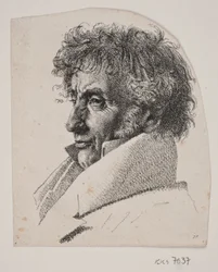 Porträt des Bäckermeisters Købke; Fragment aus: Blatt mit drei Porträts: Bäckermeister Købke, Sophie Krohn und N. Feilberg