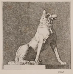 Ein sitzender Hund nach einer antiken Skulptur in Charlottenborg