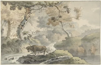 Waldlandschaft mit Stier