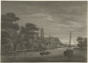 Nachtlandschaft mit Blick auf ein Dorf