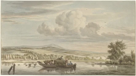 Flussansicht mit Heuschiff