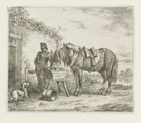 Pferd bei einer Futterkrippe